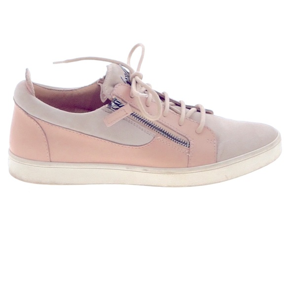 Giuseppe Zanotti Pink and Cream Sneakers with Side Zipper - Picture 1 of 5
